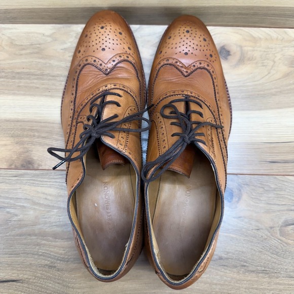 Beckett Simonon Kent Brogue Wingtip Derby Mens 12 Cognac Burnished Leather - Picture 8 of 11